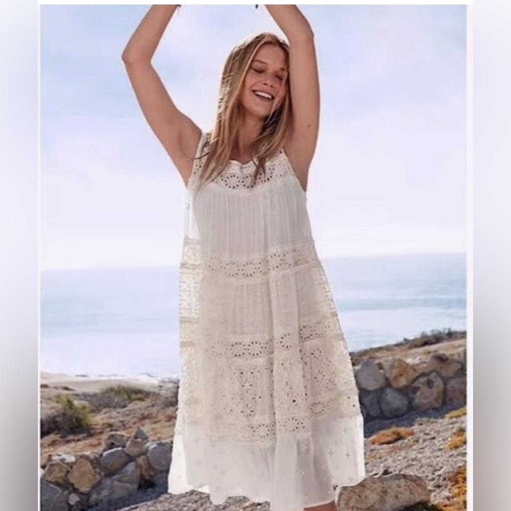 JOHNNY WAS Semi Sheer Lace Eyelet Morgan Dress - XS
